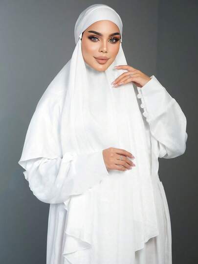 Modest Hijab Ready To Wear Solid Color Convenient Tie Headscarf For Muslim Women Daily And Prayer