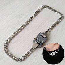 - Cadena de acero inoxidable para hombres y mujeres, hebilla de liberacin lateral gruesa y collar de cadena cubana de mm de ancho y 20 pulgadas de largo 1 unidad Mediano, Zinc, Sin - inicial - Ver 6