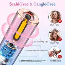 Automatic Curling Iron, Cordless Hair Curler Iron With LCD Temperature Display And Timer, 3 Adjustable Temperature Portable USB Rechargeable Fast Auto Curler For Hair Styling - White - View 7