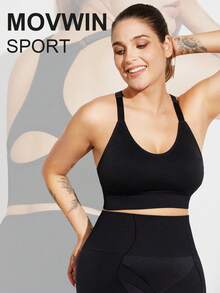 Ropa deportiva para mujer, prendas de yoga, ropa deportiva sin costuras de alto soporte, que absorbe la humedad, transpirable, para exteriores, tallas grandes y curvas - Negro - Ver 4