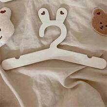 3/5/8/10/15/20/30pcs Cartoon Rabbit Ear Clothes Hanger For Children, Wooden Drying Rack - Beige - View 6