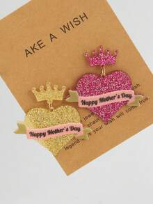 1 Pair Creative Casual Valentine's Day Versatile Cute Geometric Heart Crown Ribbon Heart Earrings - Ribbon Heart - View 4