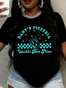 Dany S Pizzeria World S Best Pizza T Shirt Est 2024 Unisex Casual Graphic Tee For Men Women Streetwear Fashion Top Summer Outfit - 黑色 - 查看 1