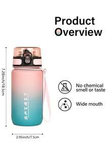 1pc 600ml/21oz Gradient Matte Drinking Sports Water Bottle - Time Scale Markings, Portable Handle Strap - Suitable For Running, Cycling, Outdoor Sports, Holiday & Birthday Gifts - Multicolor - View 3