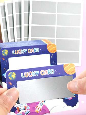50张刮刮贴纸涂层贴花DIY小卡片刮刮奖卡儿童兑换券涂层贴纸