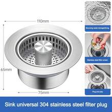 Kitchen Sink Drain Strainer 3 In 1,304 Stainless Steel Pop Up Sink Stopper Fast Drainage Odor Filter For US Standard Kitchen Drain(Silver-1Pack) - 彩色 - 查看 7