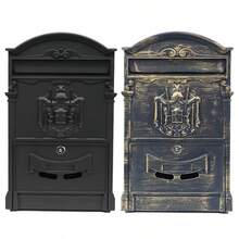 LARGE VINTAGE OUTDOOR LOCKABLE LETTER POST BOX MAILBOX WALL MOUNTED SECURE MAIL - Rust Brown - View 2