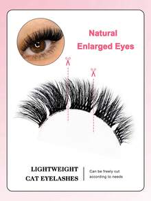 全新5对装猫眼假睫毛，透明睫毛梗，自然妆效，浓密卷翘，适合日常佩戴，派对妆容必备，3D蓬松自然款。 - 黑色 - 查看 6