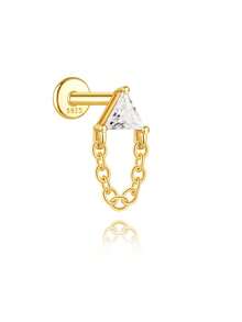 1件925纯银经典几何元素扁平耳夹耳环，适合女性日常佩戴、派对和宴会场合。 - 金色 - 查看 15