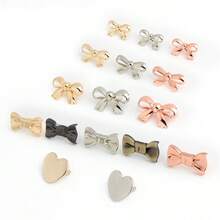 4个可拆卸编织蝴蝶金属装饰标签，适用于服装、皮革、腰带、心形DIY包袋配件