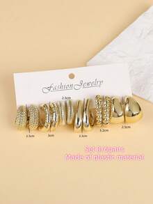 1-18pairs Fashionable Big Size Glossy Gold Spray-Coated Plastic Earring Set, Skin-Friendly, Minimalist Geometric Earrings For Ladies'All-Day Wear