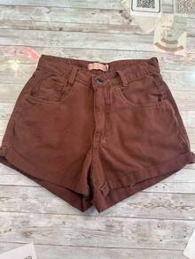 Women's Mom Jeans Shorts, High Waist, Comfortable, Premium Quality, Stylish, Casual - Marrom - 查看 3