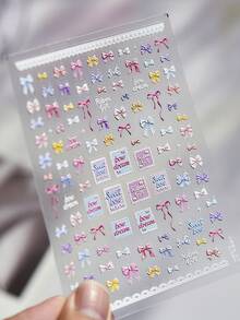 1 pièce Autocollant d'art pour ongles avec nœud rayé rose mignon, essentiel pour les techniciens des ongles, décoration 3D en cristal en relief, élément de nœud à carreaux de bande dessinée, autocollant pour ongles autoadhésif et réutilisable, cadeau de vacances pour femmes, fournitures d'art pour ongles, accessoire élégant pour les ongles - Multicolore - Voir 10