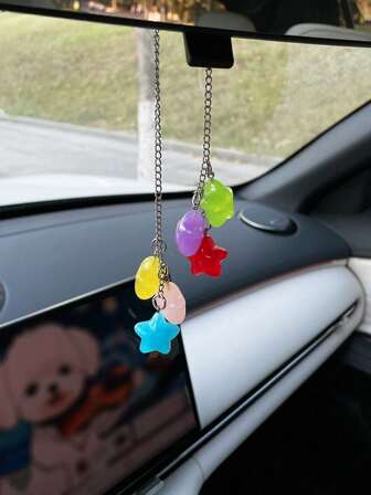 Colorful Star Car Pendant, Creative Rearview Mirror Decor
