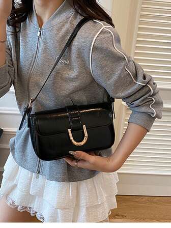 Vintage Horseshoe Buckle Fashion Handbag, Shoulder Bag, Crossbody Bag