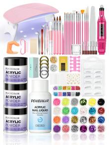 peacecolor Complete Acrylic Nail Kit-10G Clear Pink White Nail Powder & EMA Liquid Monomer, Nail Lamp And Electric Nail Drill For Women DIY Acrylic Nails Extensions Carving Salon Nail Supplies Gifts - Multicolor - View 10
