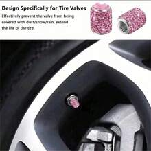 4pcs New Full Diamond Valve Cap Aluminum Alloy With Sealing Ring Automotive Tire Cover Automotive Metal Valve Core - one-size - View 8