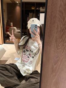 Summer Pure Cotton Women's Casual 100-Piece Fashion Crew Neck Short-Sleeved T-Shirt Top - White - View 4