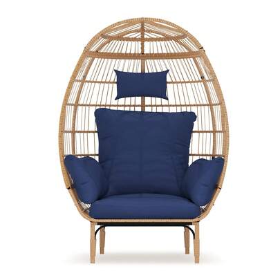 Silla de huevo de gran tamaño, silla de mimbre de ratán de huevo para exteriores e interiores, silla de balcón con forma de huevo de 500 libras para sala de estar, balcón, patio