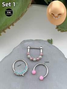 Morlyda 3件套 Y2K风格 16G 鼻环 粉色鼻中隔饰品 渐变马蹄形鼻中隔环 蝴蝶、心形、蝴蝶结、月亮、蛇形、仿珍珠鼻中隔环 唇环 仿珍珠鼻中隔卡扣环和马蹄形杠铃铰链式鼻中隔环 耳廓、耳屏、耳骨、耳廓内侧、耳软骨耳环 不锈钢鼻中隔环 耳环 耳垂式鼻环 男女通用 10mm 适合派对、约会、日常佩戴、夜间外出、社交聚会 - 粉色 - 查看 14