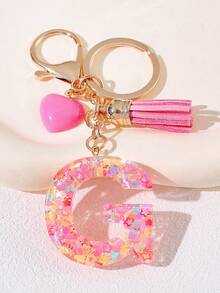 1pc Pink Heart Shaped Creative Keychain, 26pcs A-Z English Letter Children's Bag Accessories, Butterfly Letter Pendant Keychain, Valentine's Day Heart Keychain, Couples Keychain, Gift - Pink - View 16