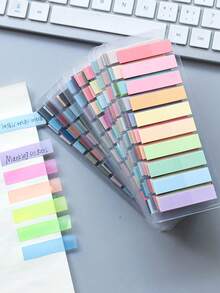 4200/3200/1400/1000/200 hojas de etiquetas adhesivas, paginadas, notas adhesivas, marcadores de libros reescribibles de colores semitraslúcidos y reutilizables, elegantes pestañas de índice con cinta, notas adhesivas transparentes de PET de colores vintage - Multicolor - Ver 2