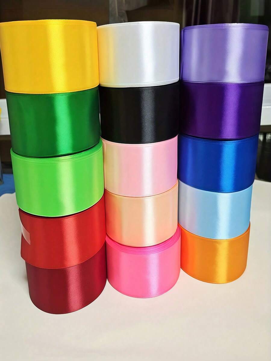 4cm Width 22m Roll Satin Ribbon, Multicolor Satin Ribbon For Rose Bow, Cake, Christmas Decoration, Lace Satin Ribbon, Suitable For Holiday Decoration, Handcraft, Gift Wrapping, Sewing, Cake Decoration And Festival Embellishment