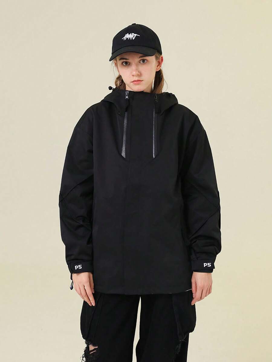 (早春/夏季新品)新款女士户外旅行运动连帽拉链外套 - 黑色 - 查看 1