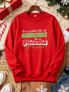 Sweatshirt para Mujer con Estampado de "In a World Full of Grinches Be a Griswold", Manga Larga, Ideal para Fiestas de Navidad, Regalo para Amantes de las Películas de Navidad, Estilo Casual y Festivo, Confortable y Agradable al Tacto - Rojo - Ver 3