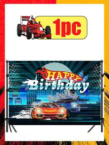 Hot Wheels 火焰赛车主题摄影背景，适用于男孩生日派对拍照、户外用餐派对背景、生日派对用品背景、情人节、斋月、新年和生日派对装饰 - 彩色 - 查看 4