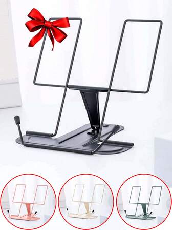 1 件。金属桌面书架，可调节阅读支架，便携式食谱文件架，坚固的打字架，适用于放置食谱、教科书、平板电脑、乐谱等，带活页夹。学生文具，学生阅读文具。桌面装饰。