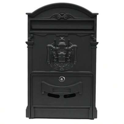 LARGE VINTAGE OUTDOOR LOCKABLE LETTER POST BOX MAILBOX WALL MOUNTED SECURE MAIL
