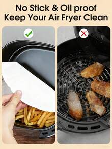 50 piezas de hojas de papel desechables para freidora de aire, papel cuadrado y redondo a prueba de aceite para freír con aire, hornear, cocinar, asar al aire libre