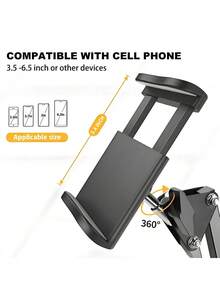 Adjustable Slouchy Arm Phone Holder, Foldable Metal Clamp Mount For Smartphone & Tablet, Bedside/Desk Stand Compatible With IPhone, Android Phone, Gift For Birthday, Family, Friends For Office, Dorm And Home Use Gifts Birthday Home Dorm Office 360 Degree Rotating Phone Stand Strong Load-Bearing - Black - View 4