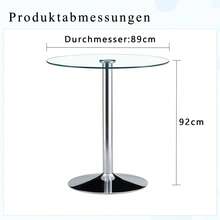 Modern Minimalist Coffee Table In Glass Beam: With A Diameter Of 89 Cm And A Height Of 92 Cm, It Is The Ideal Choice For A Luxurious And Light Structure. - Silver - View 10