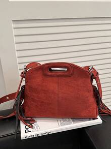 Mẫu mới năm 2025, túi xách thời trang đa năng trang trí tua rua, cá tính, thích hợp đeo vai hoặc đeo chéo, đi làm hàng ngày. - Màu Đỏ Sâu - Xem 8