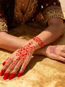 Waterproof Temporary Tattoo Flower Stencils For Women - Perfect For DIY Tattoo, Wedding, And Party Makeup, For Women Hand Body Paint Tattoo Stickers Christmas New Year Gift - Black and White - View 3