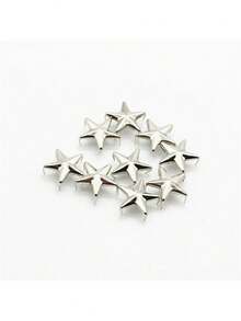 50/100pcs/Pack Silver Metal Star Studs, DIY Clothing Shoes Bags Accessories, Punk Leather Rivet Spike Buttons - Multicolor - View 3