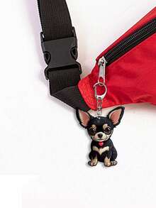 Móc khóa acrylic hình chó Chihuahua đen trắng dễ thương - Giúp tránh mất chìa khóa - Mặt dây chuyền hình động vật hoạt hình với khóa càng cua, phụ kiện ba lô thời trang và lựa chọn quà tặng, đồ trang trí hình chó, móc khóa hình chó, làm từ chất liệu PVC, in hai mặt, hình ảnh rõ nét, màu sắc sống động, khóa càng cua. - Nhiều màu - Xem 4