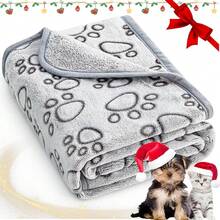 1-Piece Set Cozy Paw Print Fleece Dog Blanket - Ultra-Soft, Washable, And Reversible Flannel Pet Throw For Small To Medium Sized Dogs And Cats - Perfect For Snuggling Up Indoors Or Outdoors - Grey - View 9