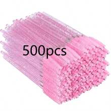 500/200/100pcs Disposable Crystal Eyelash Brushes, Disposable Mascara Wands Eyelash Brush Rods Suitable For Eyebrow & Eyelash Extension, Convenient & Plastic, Pink - Pink - View 15