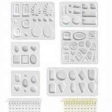 86pcs Earring Pendant Silicone Mold Set Earrings Molds With Varieties Of Shapes And Sizes, Resin Jewelry Making Kit, Stud Dangle Drop Earrings Resin Molds With Hole - 86Pcs/Set - View 2