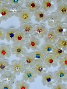 100/50/30 Pcs/Pack, 14mm Colorful 5-Petal Flowers, Gold Base Claw Crystal Resin Flowers, Pearls Without Holes, Decorative Accessories For Clothing, Bags, Shoes - 14mm Five-petal Flower Color - View 5