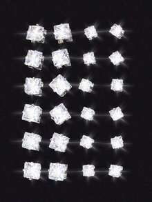 24-30-72pcs/Set Minimalist Punk Geometric Circle, Square, Heart Zirconia Stud Earrings For Men, Glamorous Party, Festival, Vacation, Music Event, Couple, Party, Date, Gift, Casual Wear - 彩色 - 查看 8