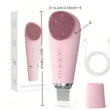 2-In-1 Electric Face Scrubber Silicone Facial Cleansing Brush, Exfoliator Scrubber & Cleanses Skin Tools, Waterproof Face Brush Exfoliating Deep Cleaning Massager - 粉色 - 查看 9