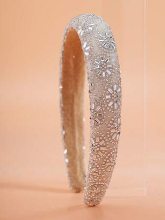 1个女童水晶水钻向日葵发箍，闪亮时尚宽发箍，适合日常佩戴或作为礼物赠送