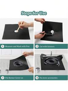 1/4 Set Reusable Gas Stove Oil-Proof Protective Pad, Stove Cleaning Mat, Kitchen Integrated Stove Top Protective Cleaning Pad - Multicolor - View 9