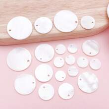 10/20个淡水贝壳扁平白色圆形片，古风发饰DIY材料，手工发饰汉服流苏饰品制作。 - 白色 - 查看 7