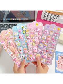 3D Cute Soft Squishy Stickers, Adorable Animal Designs Like Rabbit & Bear, Handmade Decorative Stickers For Notebooks, Planners, Phone Cases - Multicolor - View 2