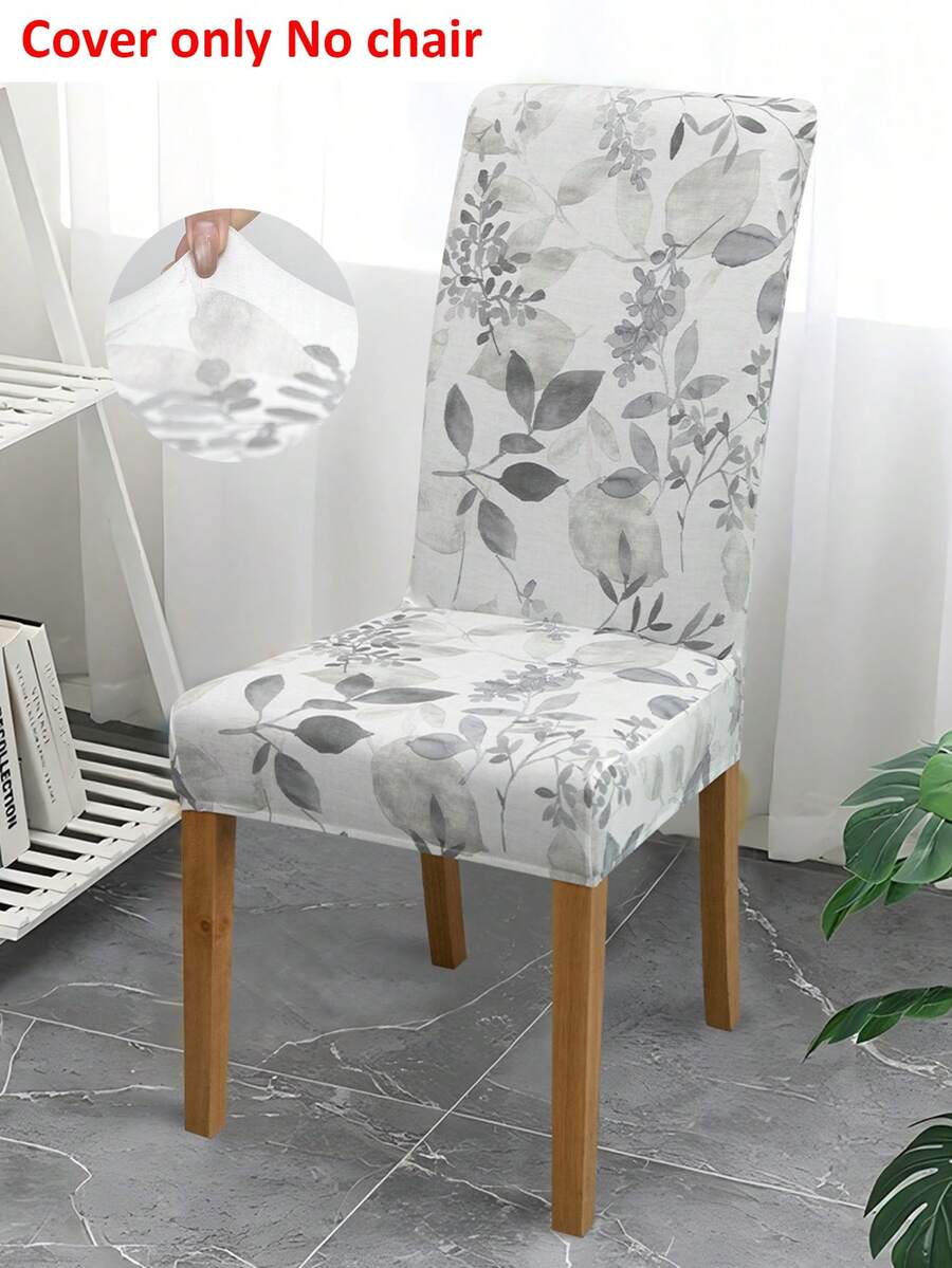 1/4/6 piezas Fundas de silla extraíbles y elásticas, de poliéster de envoltura completa, con estampado de hojas y flores, fundas protectoras para sillas de comedor, decoración del hogar, hotel, fiesta y restaurante